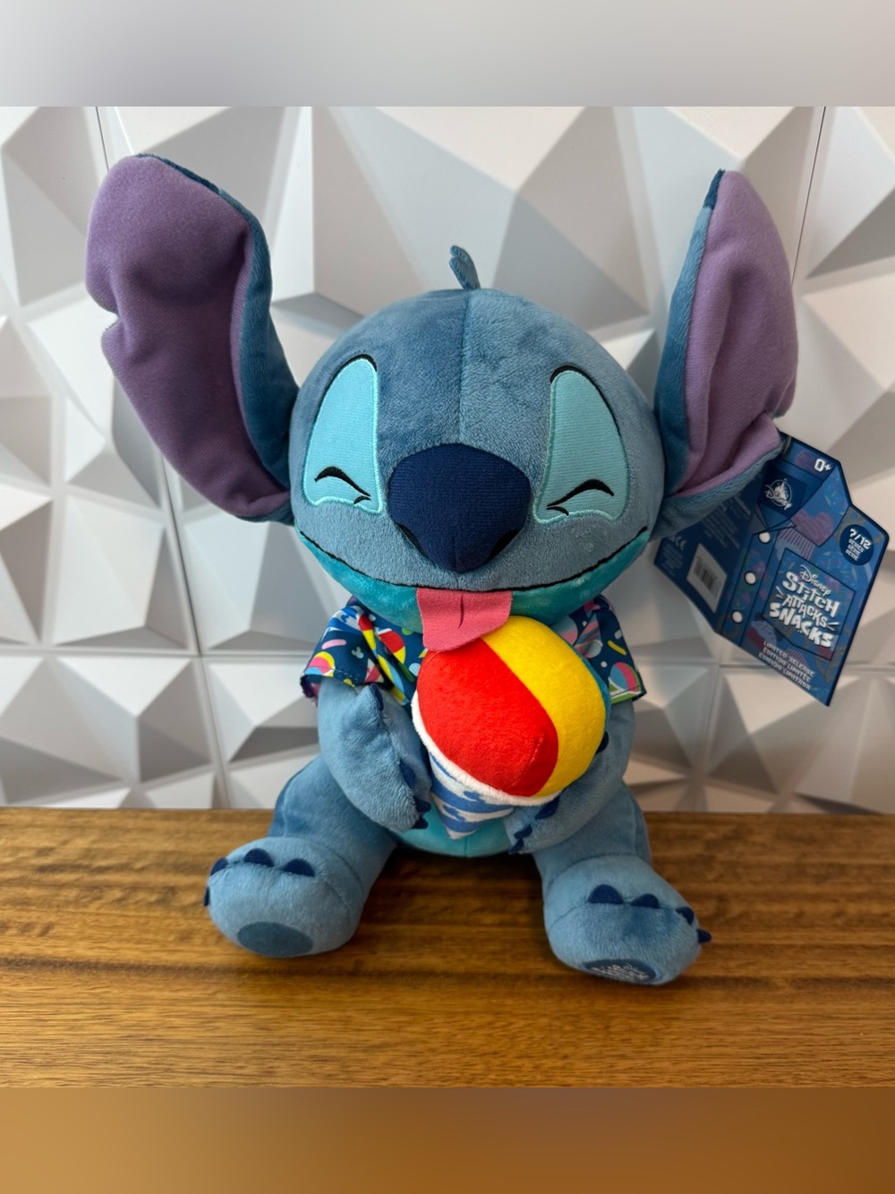 Disney Store Stitch Attacks Snacks Shaved Ice Plush NWT!!